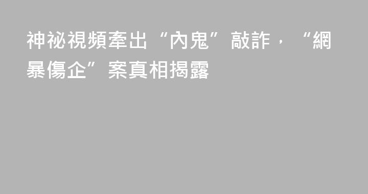 神祕視頻牽出“內鬼”敲詐，“網暴傷企”案真相揭露