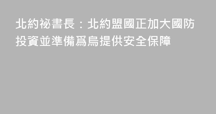 北約祕書長：北約盟國正加大國防投資並準備爲烏提供安全保障