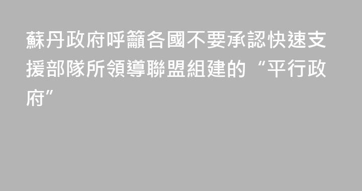 蘇丹政府呼籲各國不要承認快速支援部隊所領導聯盟組建的“平行政府”