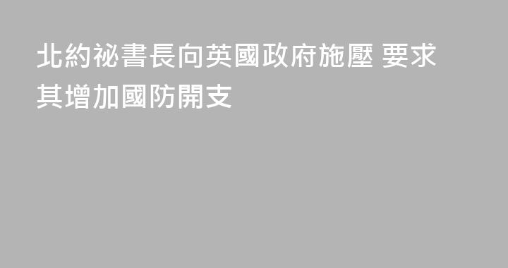 北約祕書長向英國政府施壓 要求其增加國防開支