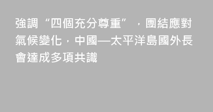 強調“四個充分尊重”，團結應對氣候變化，中國—太平洋島國外長會達成多項共識