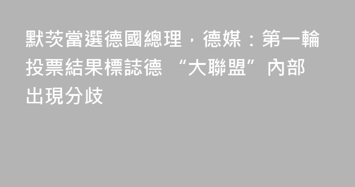 默茨當選德國總理，德媒：第一輪投票結果標誌德 “大聯盟”內部出現分歧