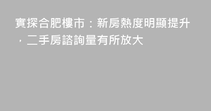 實探合肥樓市：新房熱度明顯提升，二手房諮詢量有所放大