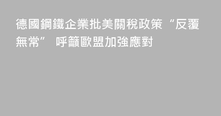 德國鋼鐵企業批美關稅政策“反覆無常” 呼籲歐盟加強應對