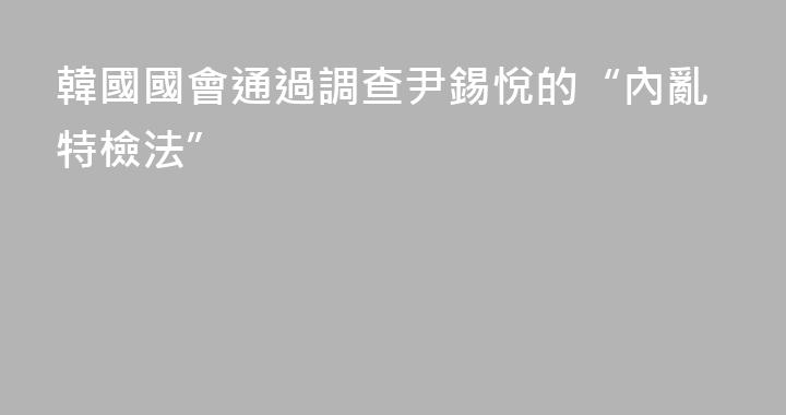 韓國國會通過調查尹錫悅的“內亂特檢法”