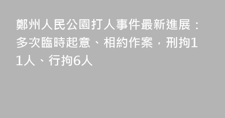 鄭州人民公園打人事件最新進展：多次臨時起意、相約作案，刑拘11人、行拘6人
