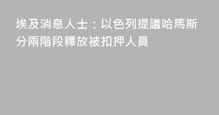 埃及消息人士：以色列提議哈馬斯分兩階段釋放被扣押人員