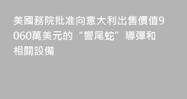美國務院批准向意大利出售價值9060萬美元的“響尾蛇”導彈和相關設備