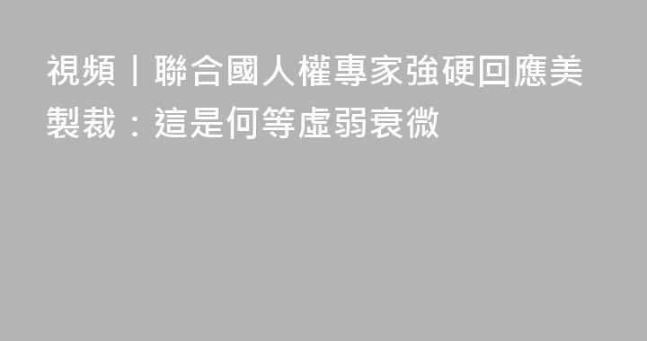 視頻丨聯合國人權專家強硬回應美製裁：這是何等虛弱衰微