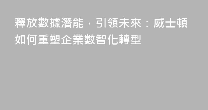 釋放數據潛能，引領未來：威士頓如何重塑企業數智化轉型