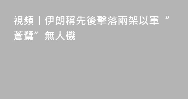視頻丨伊朗稱先後擊落兩架以軍“蒼鷺”無人機