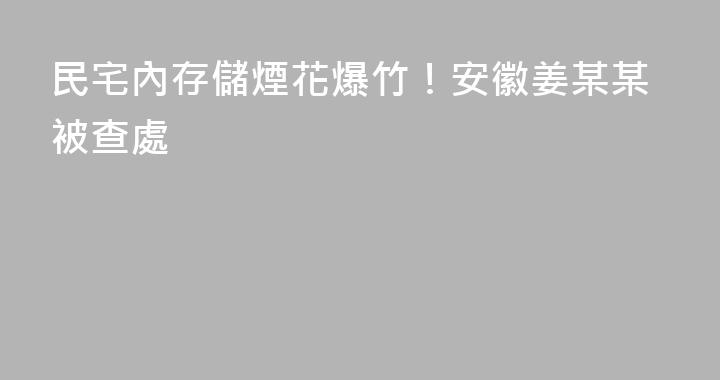 民宅內存儲煙花爆竹！安徽姜某某被查處