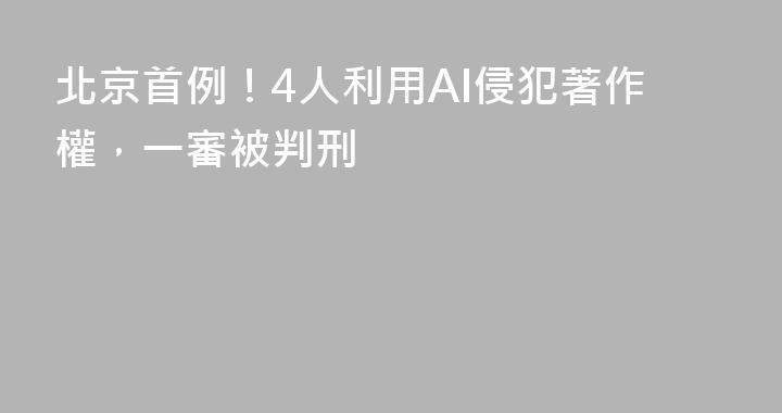 北京首例！4人利用AI侵犯著作權，一審被判刑