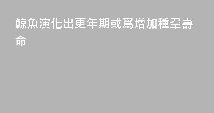 鯨魚演化出更年期或爲增加種羣壽命