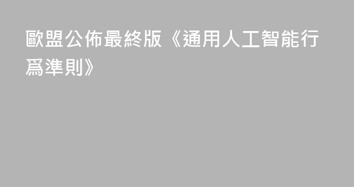 歐盟公佈最終版《通用人工智能行爲準則》