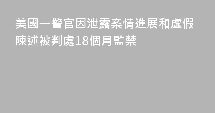 美國一警官因泄露案情進展和虛假陳述被判處18個月監禁