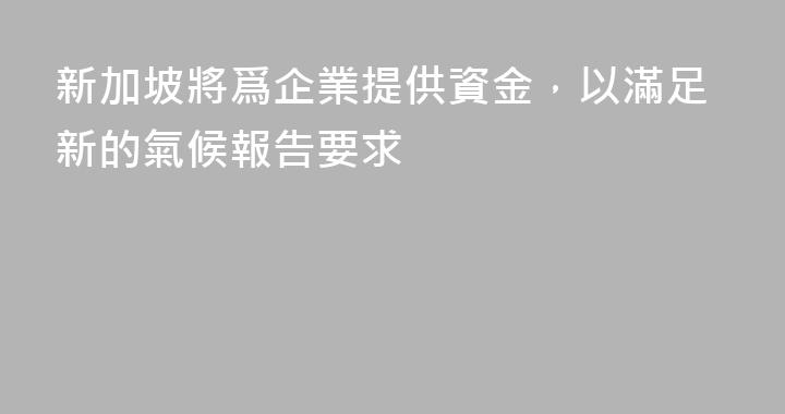 新加坡將爲企業提供資金，以滿足新的氣候報告要求