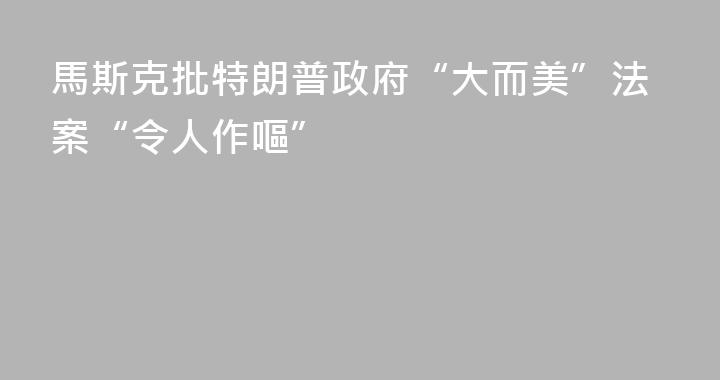 馬斯克批特朗普政府“大而美”法案“令人作嘔”