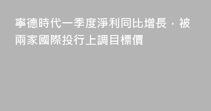 寧德時代一季度淨利同比增長，被兩家國際投行上調目標價