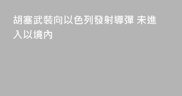 胡塞武裝向以色列發射導彈 未進入以境內