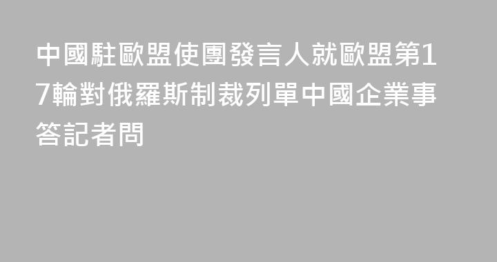 中國駐歐盟使團發言人就歐盟第17輪對俄羅斯制裁列單中國企業事答記者問