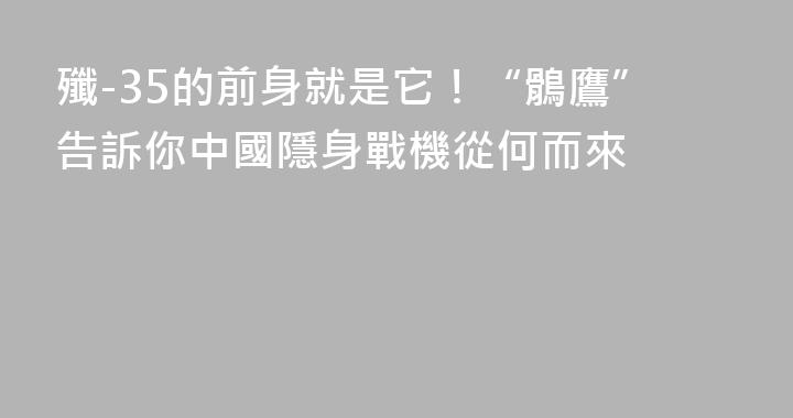 殲-35的前身就是它！“鶻鷹”告訴你中國隱身戰機從何而來