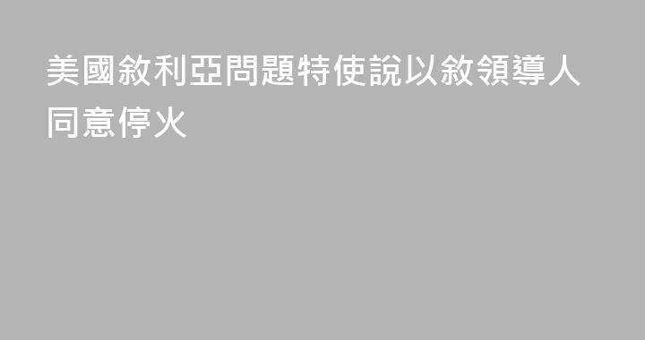 美國敘利亞問題特使說以敘領導人同意停火