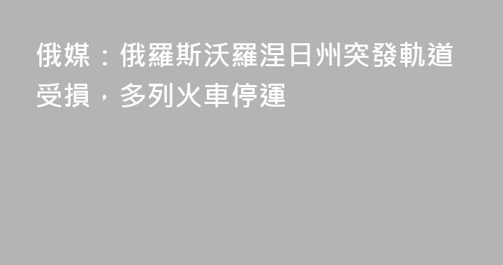 俄媒：俄羅斯沃羅涅日州突發軌道受損，多列火車停運