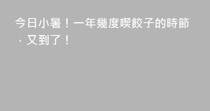 今日小暑！一年幾度喫餃子的時節，又到了！