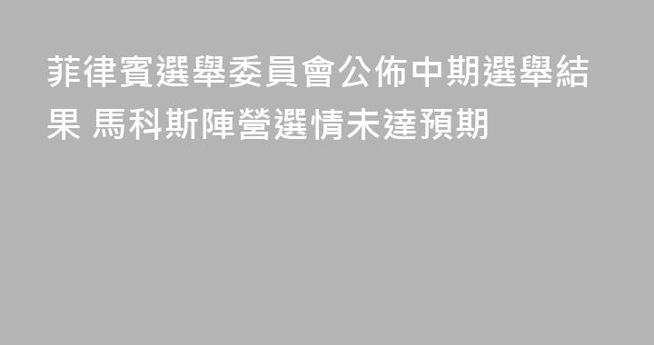 菲律賓選舉委員會公佈中期選舉結果 馬科斯陣營選情未達預期