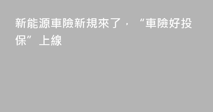新能源車險新規來了，“車險好投保”上線