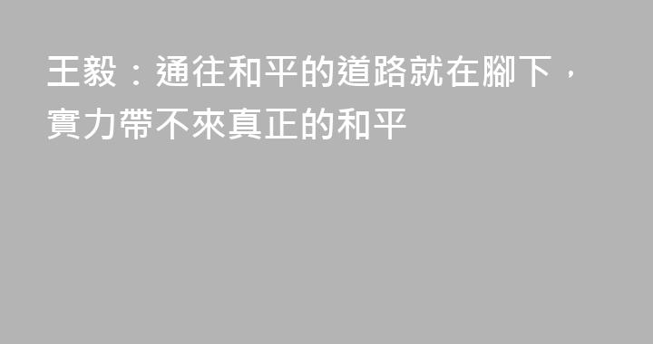 王毅：通往和平的道路就在腳下，實力帶不來真正的和平