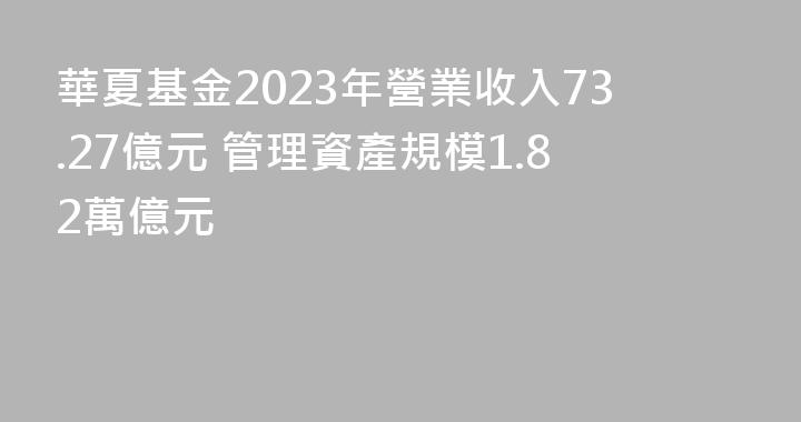 華夏基金2023年營業收入73.27億元 管理資產規模1.82萬億元