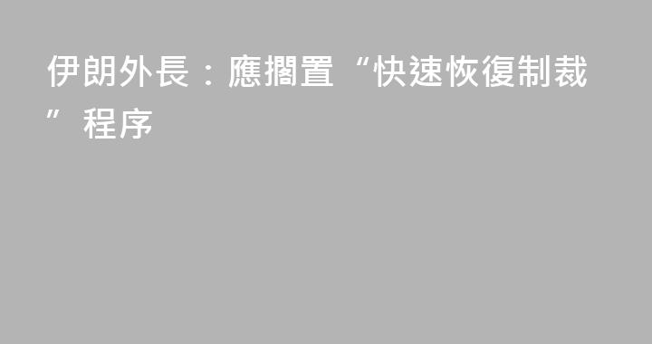 伊朗外長：應擱置“快速恢復制裁”程序
