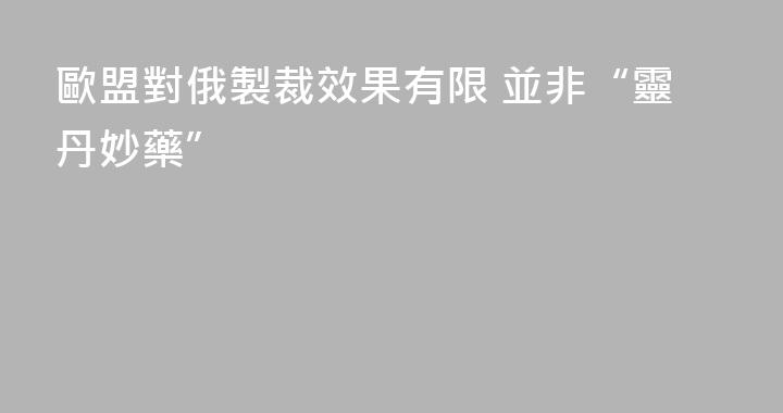 歐盟對俄製裁效果有限 並非“靈丹妙藥”