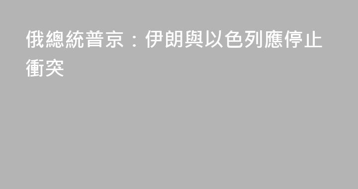 俄總統普京：伊朗與以色列應停止衝突