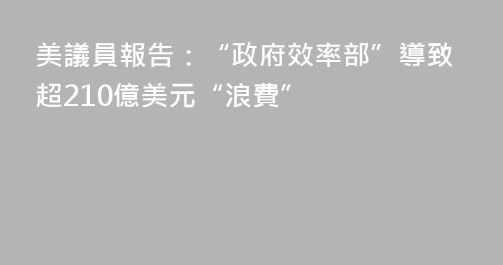 美議員報告：“政府效率部”導致超210億美元“浪費”