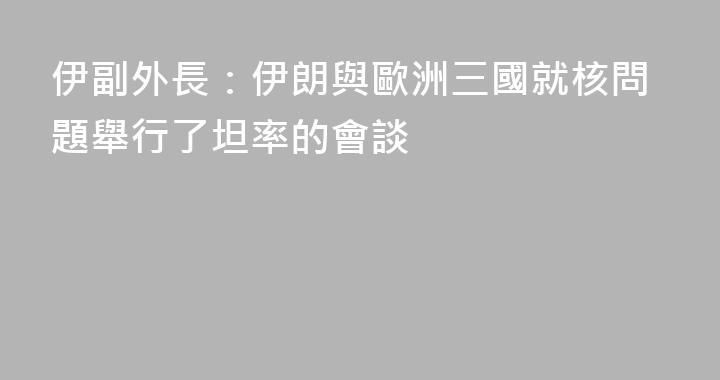 伊副外長：伊朗與歐洲三國就核問題舉行了坦率的會談