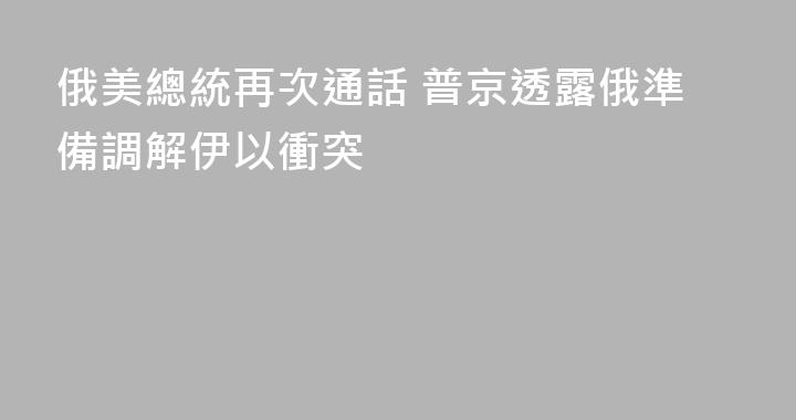 俄美總統再次通話 普京透露俄準備調解伊以衝突