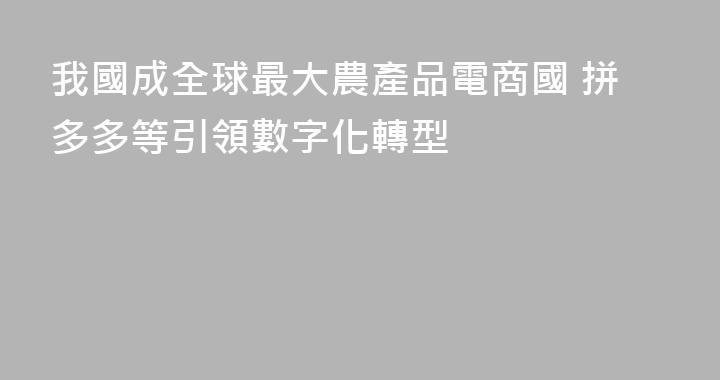 我國成全球最大農產品電商國 拼多多等引領數字化轉型