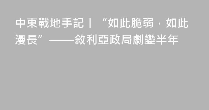 中東戰地手記丨“如此脆弱，如此漫長”——敘利亞政局劇變半年