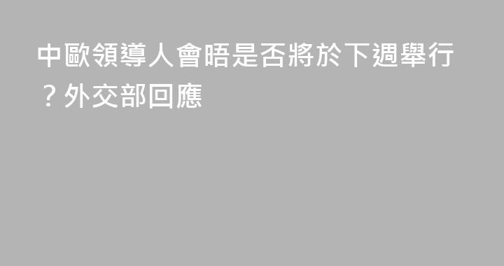 中歐領導人會晤是否將於下週舉行？外交部回應