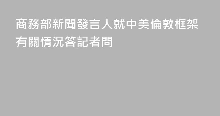 商務部新聞發言人就中美倫敦框架有關情況答記者問