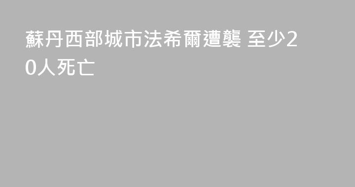 蘇丹西部城市法希爾遭襲 至少20人死亡
