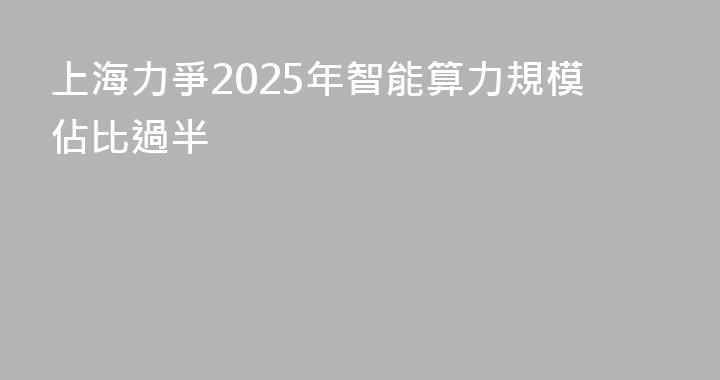 上海力爭2025年智能算力規模佔比過半