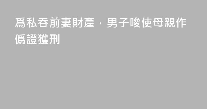 爲私吞前妻財產，男子唆使母親作僞證獲刑