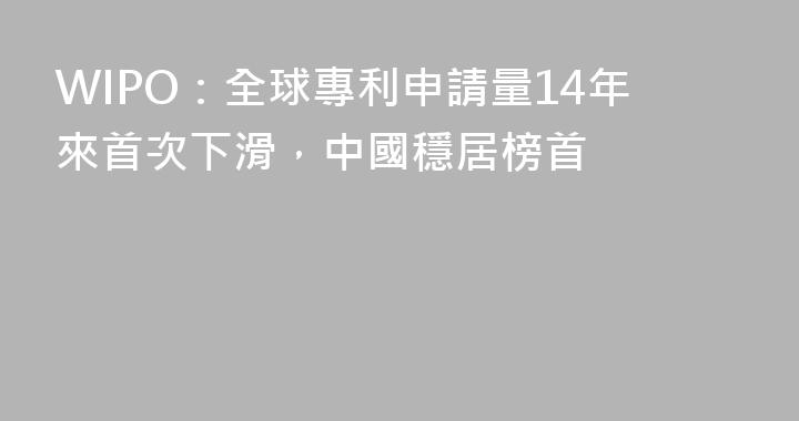 WIPO：全球專利申請量14年來首次下滑，中國穩居榜首