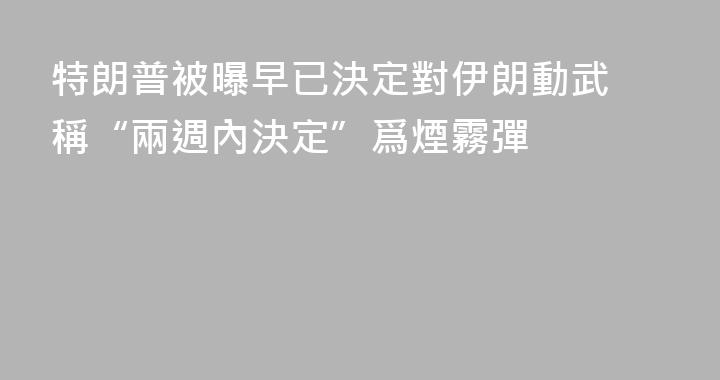 特朗普被曝早已決定對伊朗動武 稱“兩週內決定”爲煙霧彈