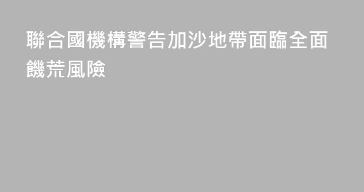 聯合國機構警告加沙地帶面臨全面饑荒風險