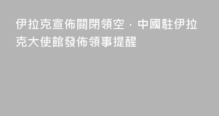 伊拉克宣佈關閉領空，中國駐伊拉克大使館發佈領事提醒